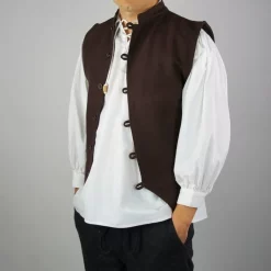 Leonardo Carbone 17th Century Sailor Vest, Brown -Renaissance and Tudor clothing Shop 17th century sailor vest brown 2