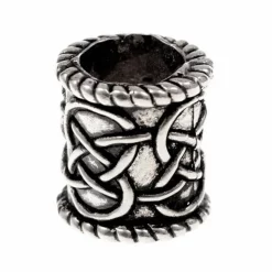 Beard Bead With Knot Motif, Silvered