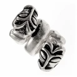 Beard Bead With Wolf Heads, Silvered
