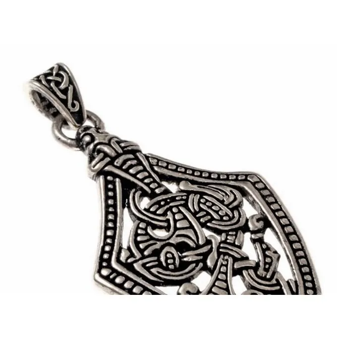 Borre Style Sword Chape Jewel, Silvered 3 Borre Style Sword Chape Jewel, Silvered