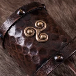 Deepeeka Leather Bracelet Celtic Triskelion -Renaissance and Tudor clothing Shop leather bracelet celtic triskelion 2