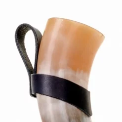 Leather Drinking Horn Holder 0,7 L And Larger, Black -Renaissance and Tudor clothing Shop leather drinking horn holder 07 l and larger black 1