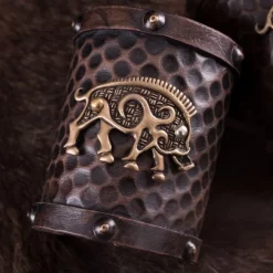 Deepeeka Leather Warrior Bracelets Celtic Boar Knocknagael, Pair -Renaissance and Tudor clothing Shop leather warrior bracelets celtic boar knocknagael 3