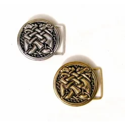 Medieval Buckle Celtic Dogs, Silver Plated