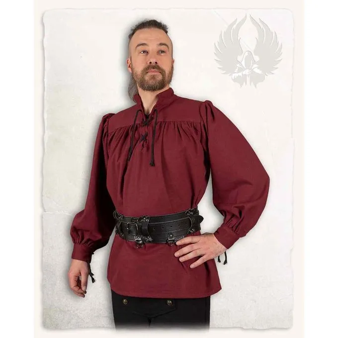 Mytholon Medieval Shirt Ansgar, Burgundy 4 Mytholon Medieval Shirt Ansgar, Burgundy - Image 2