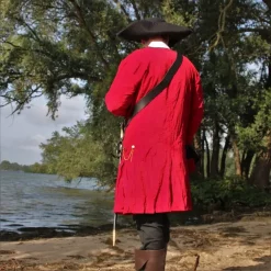 Leonardo Carbone Pirate Coat Velvet, Red-black -Renaissance and Tudor clothing Shop pirate coat velvet red black 4