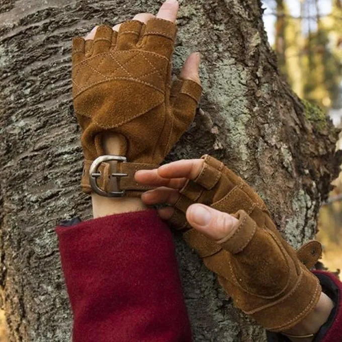 Epic Armoury Suede Leather Fingerless Gloves, Brown 3 Epic Armoury Suede Leather Fingerless Gloves, Brown