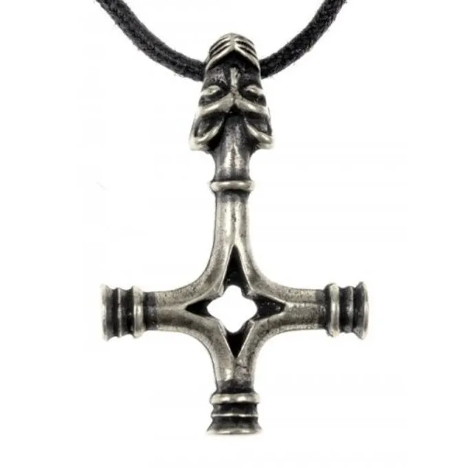 Thor's Hammer Wolf Cross, Silvered 3 Thor's Hammer Wolf Cross, Silvered