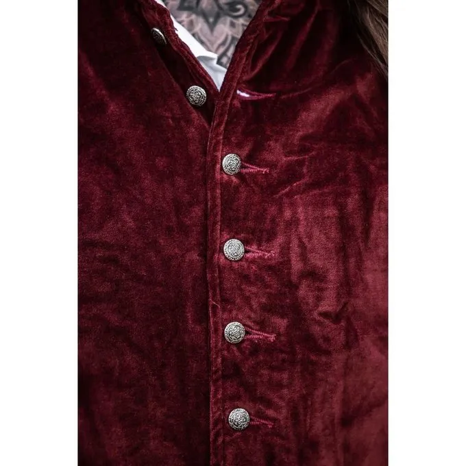 Leonardo Carbone Velvet Doublet With Metal Buttons, Red 4 Leonardo Carbone Velvet Doublet With Metal Buttons, Red - Image 2