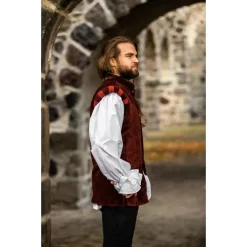 Leonardo Carbone Velvet Doublet With Metal Buttons, Red 11 Leonardo Carbone Velvet Doublet With Metal Buttons, Red -Renaissance and Tudor clothing Shop velvet doublet with metal buttons red 3