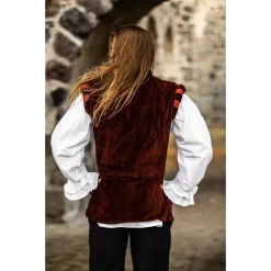 Leonardo Carbone Velvet Doublet With Metal Buttons, Red 12 Leonardo Carbone Velvet Doublet With Metal Buttons, Red -Renaissance and Tudor clothing Shop velvet doublet with metal buttons red 4