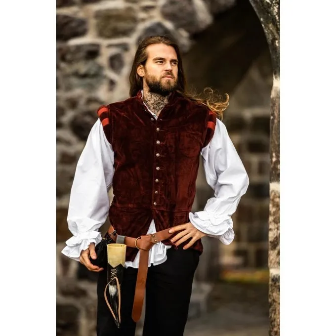 Leonardo Carbone Velvet Doublet With Metal Buttons, Red 3 Leonardo Carbone Velvet Doublet With Metal Buttons, Red