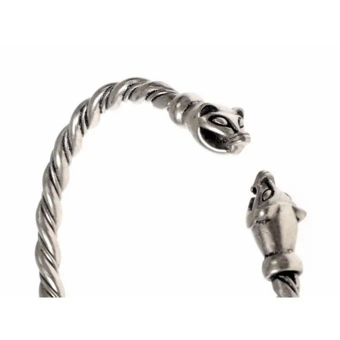 Viking Bracelet With Weasel Heads, Silvered 4 Viking Bracelet With Weasel Heads, Silvered - Image 2