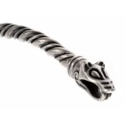 Viking Torque With Wolf Heads, Silvered -Renaissance and Tudor clothing Shop viking torque with wolf heads silvered 2